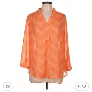 Tacera Orange Chevron Blouse